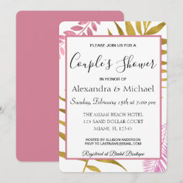 Rose Gold Tropical Floral Couple Dusche Einladung