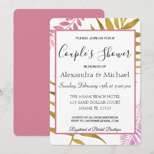 Rose Gold Tropical Floral Couple Dusche Einladung
