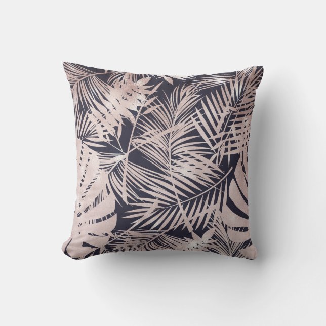 Rose Gold Tropical Greneery Muster Kissen (Vorderseite)