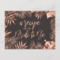 Rose Gold Tropical Leaf Brautparty Rezept Card