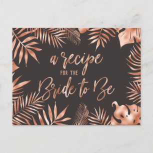 Rose Gold Tropical Leaf Brautparty Rezeptkarte Postkarte