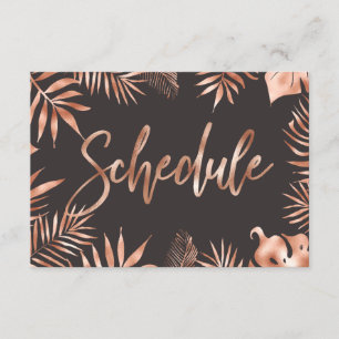 Rose Gold Tropische Palmenblätter Hochzeitsplan Einladung