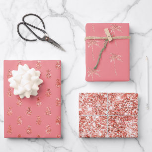 Rose Gold Tropischer Glitzer Ananas Geschenkpapier Set