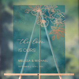 Rose Gold Türkis Transparente Hochzeit Acrylschild