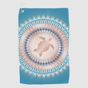 Rose Gold Turquoise Turtle Mandala Golfhandtuch