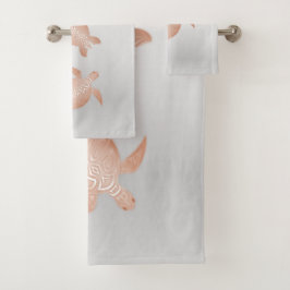 Rose Gold Turtles Grau Elegante Küste Badhandtuch Set