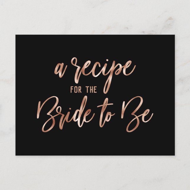 Rose Gold Typografie Brautparty Rezept Karte (Vorderseite)