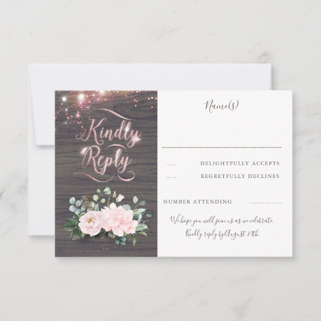 Rose Gold Typografie Rustikale Hochzeit im Herbst  RSVP Karte (Vorderseite)