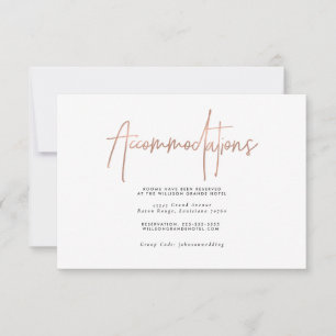 Rose Gold Typografie Unterkünfte Einschlusskarte RSVP Karte