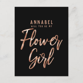 Rose Gold Typografie wird mein Blumenmädchen sein Einladung