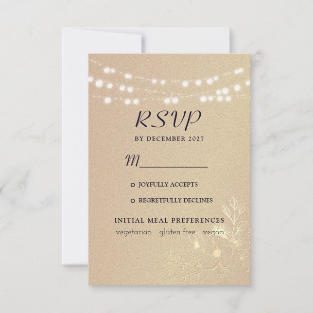 Rose Gold Typografy Wedding RSVP Karte (Vorderseite)