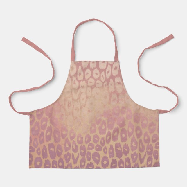 Rose Gold und Beige Glitzer Leopard Textur Schürze (Vorderseite)