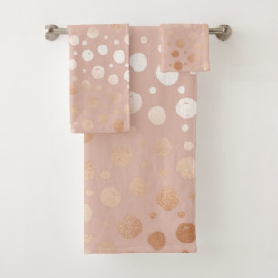 Rose-Gold- und Beige-Punktmuster Badhandtuch Set