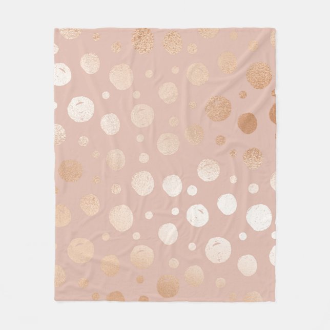 Rose-Gold- und Beige-Punktmuster Fleecedecke (Vorderseite)