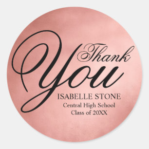 Rose Gold und Black Danke Ihnen Abschluss Stickers