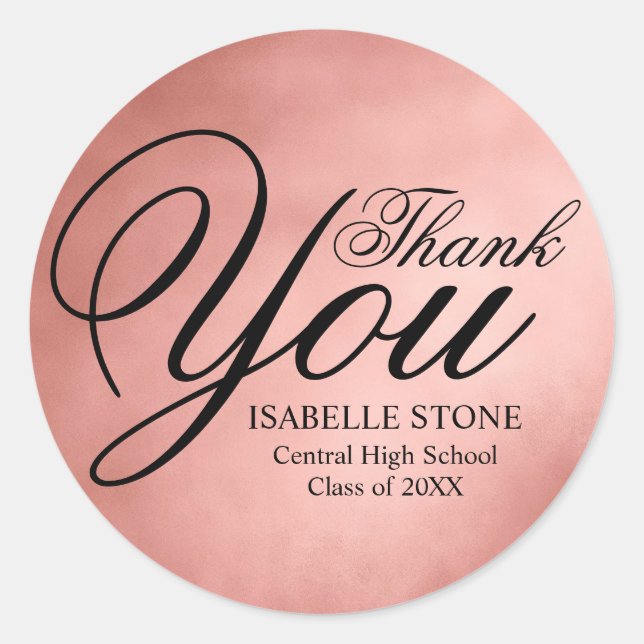 Rose Gold und Black Danke Ihnen Abschluss Stickers (Vorderseite)