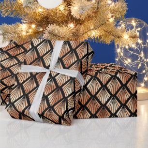 Rose Gold und Black Diamond Art Deco Muster Geschenkpapier