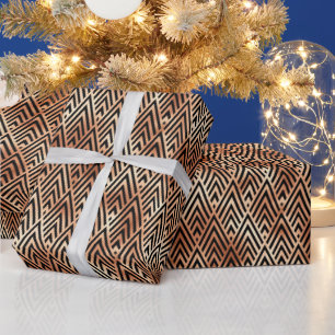 Rose Gold und Black Diamond Art Deco Muster Geschenkpapier