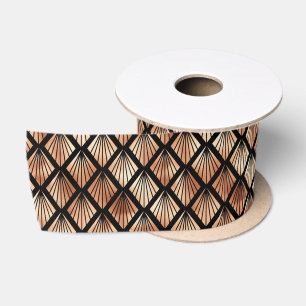 Rose Gold und Black Diamond Art Deco Muster Satinband