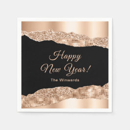 Rose Gold und Black Glam tränen glücklich Neues Ja Serviette