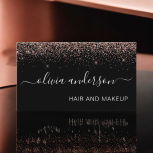 Rose Gold und Black Glitzer Haar Makeup Salon Visitenkarte