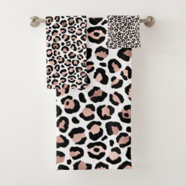 Rose Gold und Black Leopard Badhandtuch Set