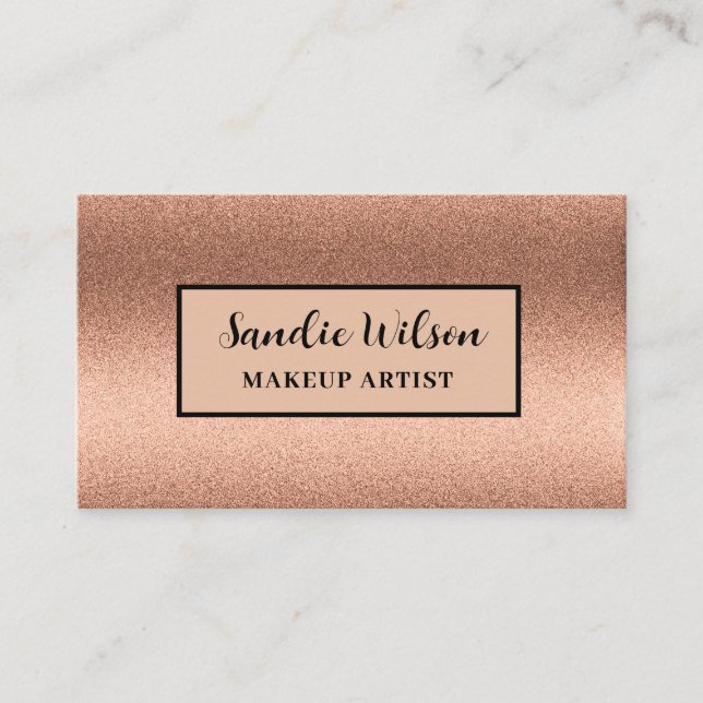 Rose Gold und Black Makeup Artist Salon Glitzer Visitenkarte (Vorderseite)