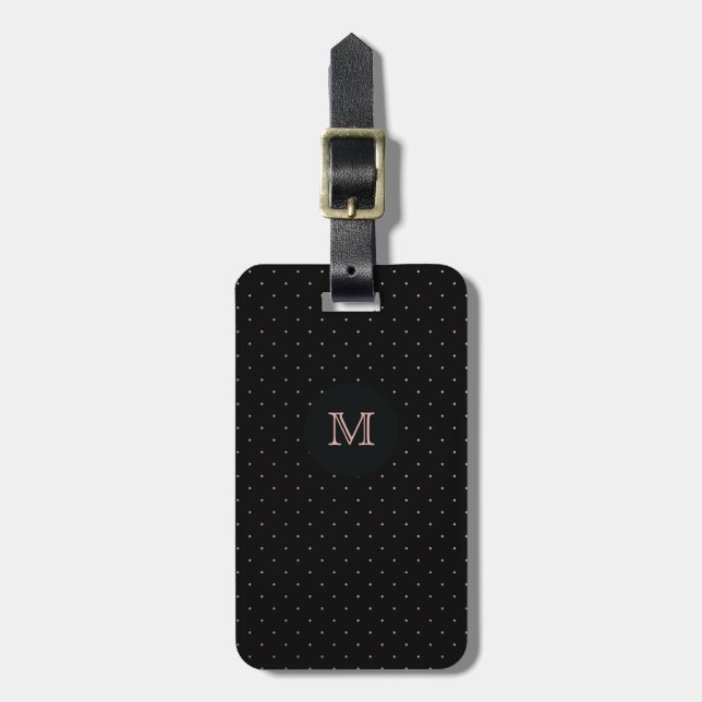 Rose Gold und Black Polka Dot Gepäckmarke Gepäckanhänger (Vorderseite vertikal)