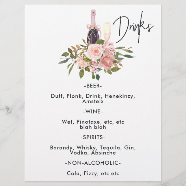 Rose Gold und Blush Blumenstrauß Tee Party Getränk Flyer (Vorne)