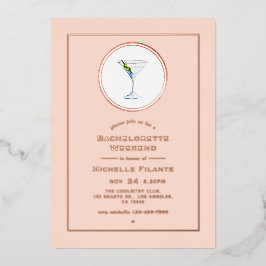Rose Gold und Blush Cocktail Bachelorette Wochenen Folieneinladung