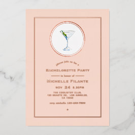 Rose Gold und Blush Cocktail Junggeselinnen-Abschi Folieneinladung