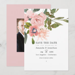 Rose Gold und Blush Pink Blumenzwiebeln Foto Save The Date