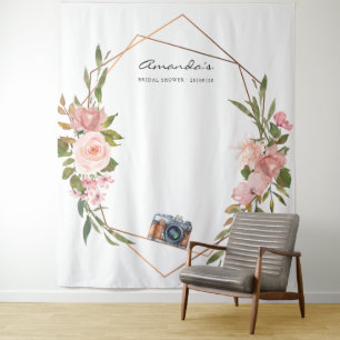 Rose Gold und Blush Pink Brautparty-Fotobooth Wandteppich