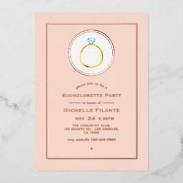 Rose Gold und Blush Pink Diamant Bachelorette Foli Folieneinladung