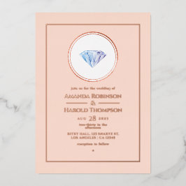 Rose Gold und Blush Pink Diamant Wedding Foil Invi Folieneinladung
