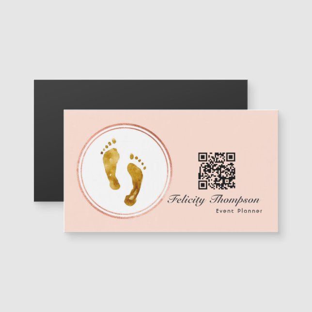 Rose Gold und Blush Pink Event Planner QR Code Magnetkarte (Vorne/Hinten)