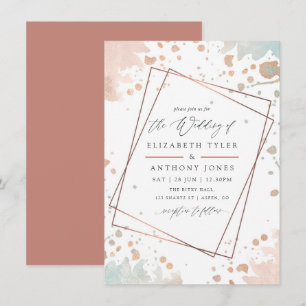 Rose Gold und Blush Pink geometrische Hochzeit Einladung