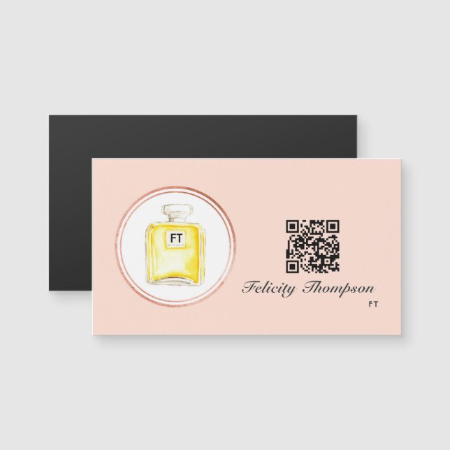 Rose Gold und Blush Pink Makeup Artist QR Code Magnetkarte (Vorne/Hinten)