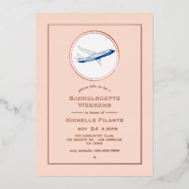 Rose Gold und Blush Travel Bachelorette Wochenende Folieneinladung