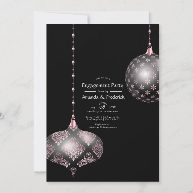 Rose Gold und Blush Weihnachts-Engagement Party Einladung (Vorderseite)