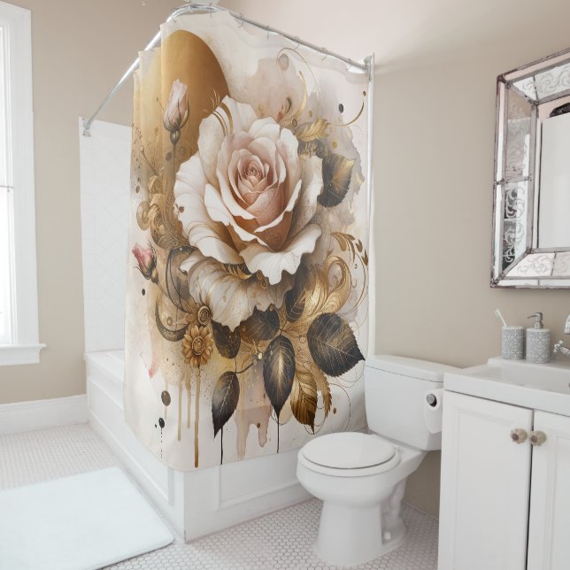 Rose Gold und Cashmere Duschvorhang (Beispiel)