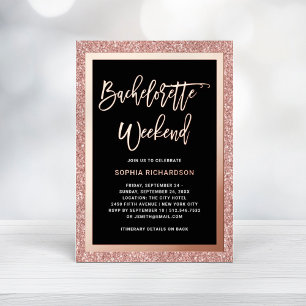 Rose Gold und falscher Glitter Junggesellinnen-W Folieneinladung