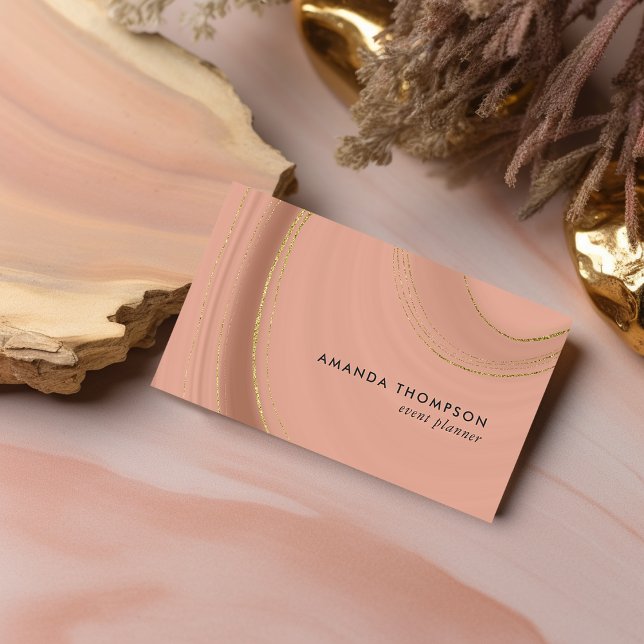 Rose Gold und Gold Agate Business Card Visitenkarte (Von Creator hochgeladen)