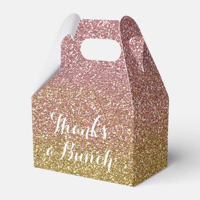 Rose Gold und Gold Glitzer Gefälligkeitsbox Geschenkschachtel (Vorderseite)