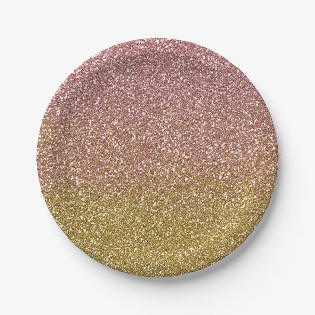 Rose Gold und Gold Glitzer Teller (Vorderseite)