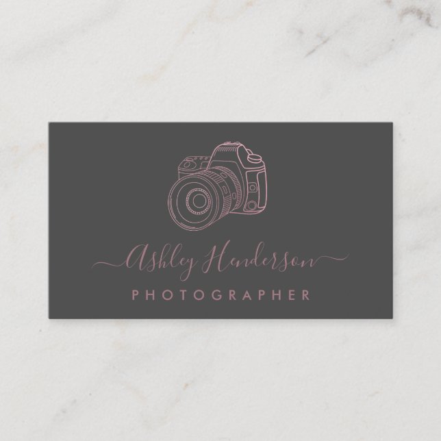 Rose Gold und Grau| Visitenkarten für Fotografie Visitenkarte (Vorderseite)
