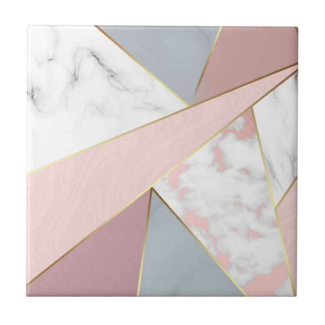 Rose Gold und Graumarmor Fliese (Vorderseite)