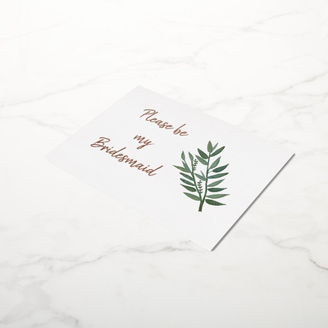 Rose Gold und Grüne Bridesmaid Vorschlag Real Folie Einladungspostkarte (Gedreht)