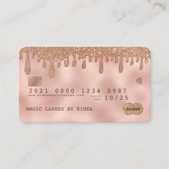Rose Gold und Kupfer Glitzer Luxus Bonitätsstil Visitenkarte (Vorderseite)