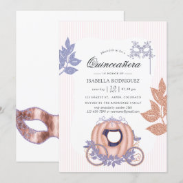 Rose Gold und Lilac Glitzer Princess Quinceañera Einladung